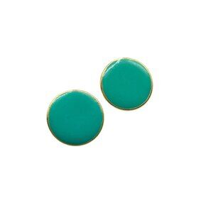 Vintage Green Teal Enamel Earrings Clip On Round Signed Art For Arthur Pepper